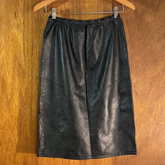 MARY DADAS Black Leather Vintage Skirt Sz 8 - Picture 2 of 6